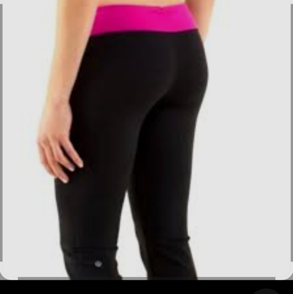 Lululemon Black Leggings with Pink Waistband